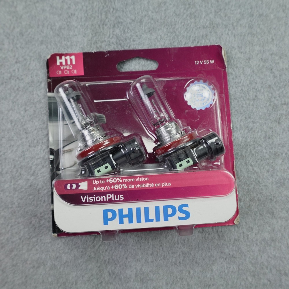 Philips H11 Headlight Bulbs OS Clear VisionPlus Halogen 12362VPB2 2 Pack